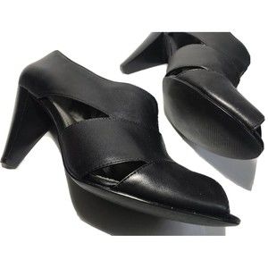 Ann Taylor LOFT Womens Peep Toe Pumps High Heels Black US 8 3" Heel